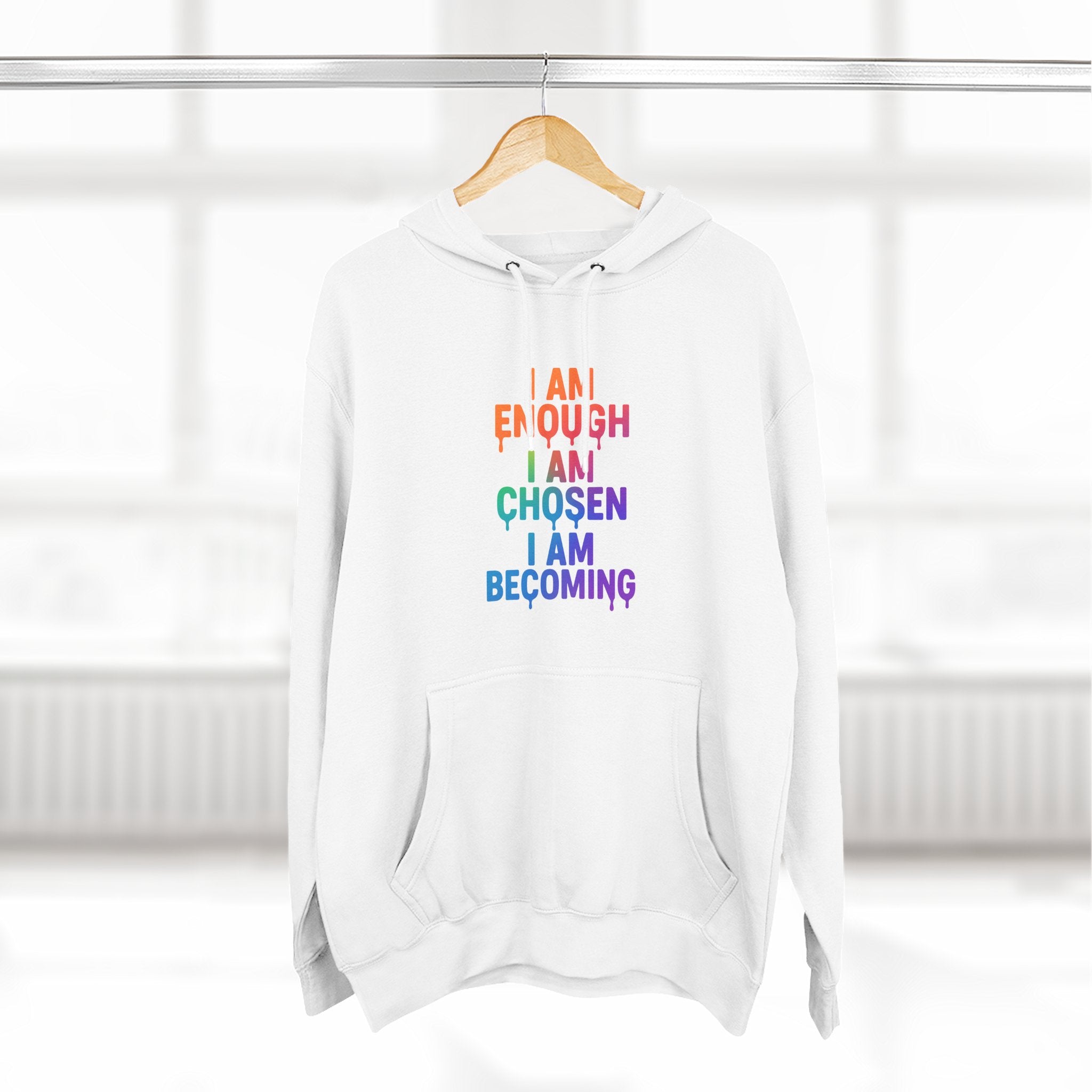 I Am Enough Rainbow Affirmation Hoodie — Inspirational Self-Love Pullover