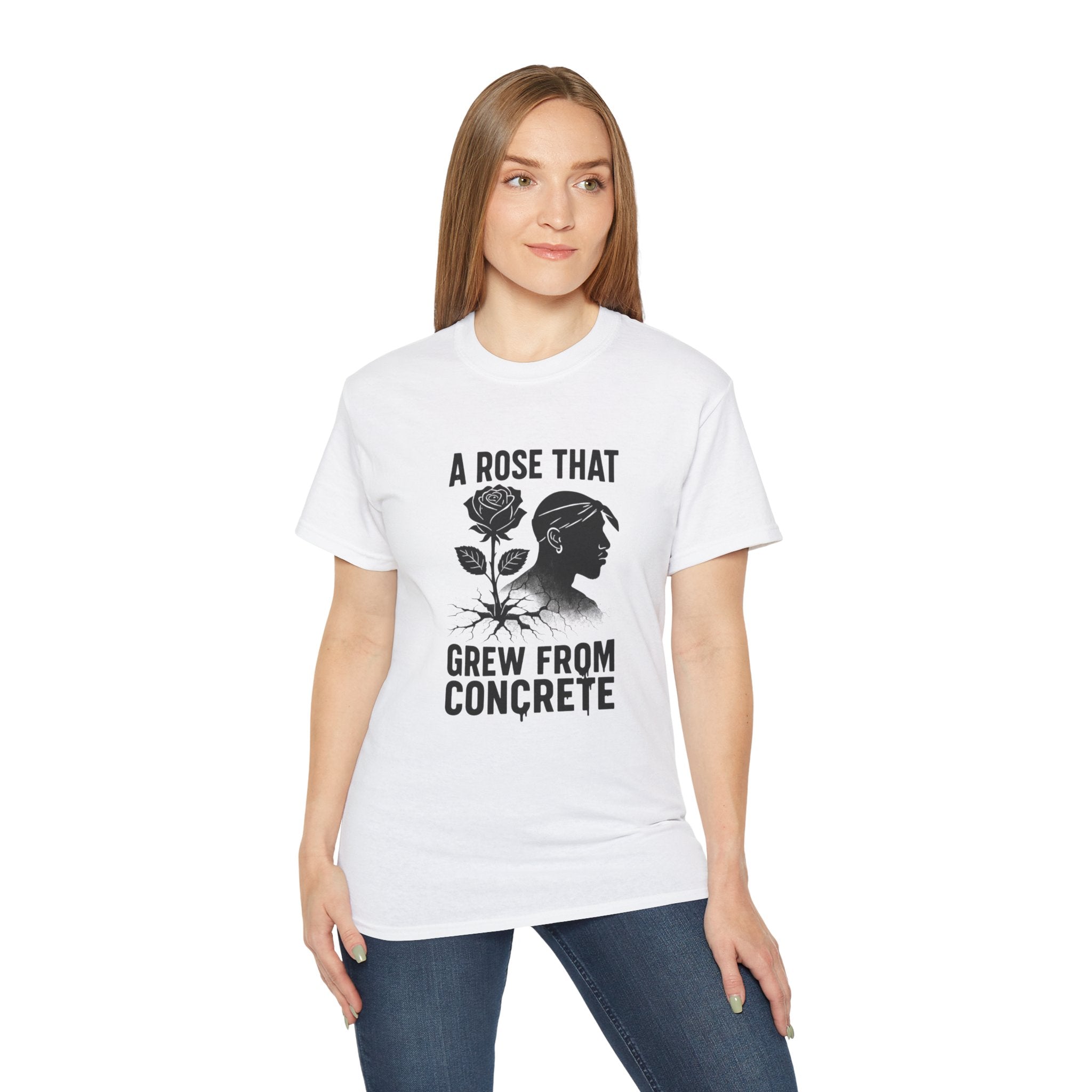 T-Shirt — "A Rose That Grew From Concrete" Inspirational Graphic Tee