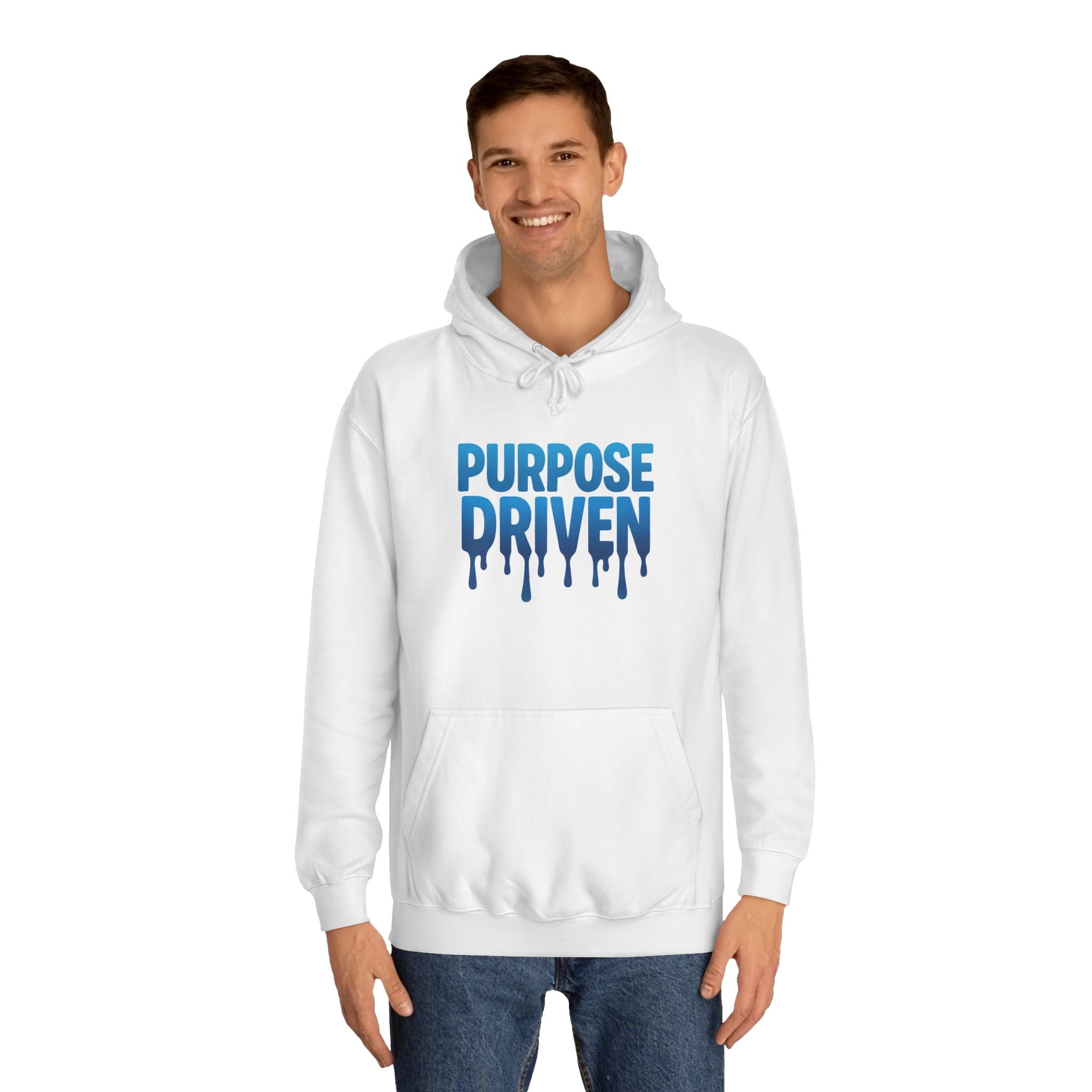 Purpose Driven Hoodie — Inspirational Drip Lettering College Sweatshirt